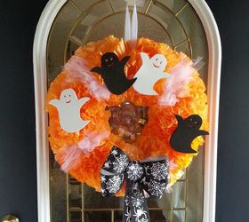 coffee filter halloween wreath, crafts, halloween decorations, seasonal holiday decor, wreaths