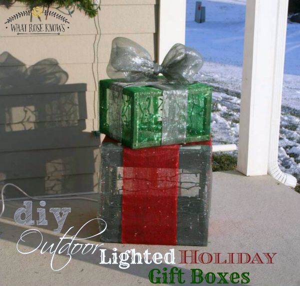 cajas de regalo de navidad iluminadas para exteriores decoracion navidena del porche