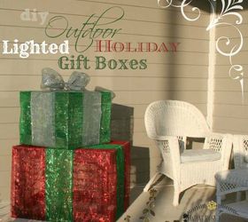 outdoor lighted holiday gift boxes, christmas decorations, crafts, seasonal holiday decor