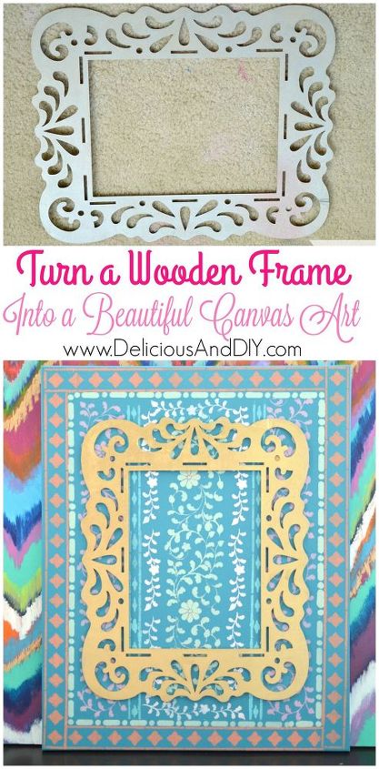 wooden frame stencilled canvas, crafts
