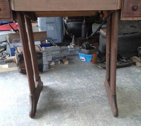 singer sewing machine, painted furniture, repurposing upcycling, The wobbly stand after sanding