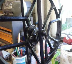 singer sewing machine, painted furniture, repurposing upcycling, I have begun to paint with black metal paint