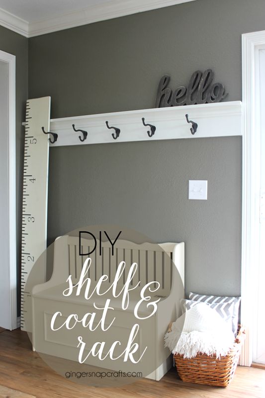diy shelf coat rack, diy, shelving ideas, wall decor, woodworking projects