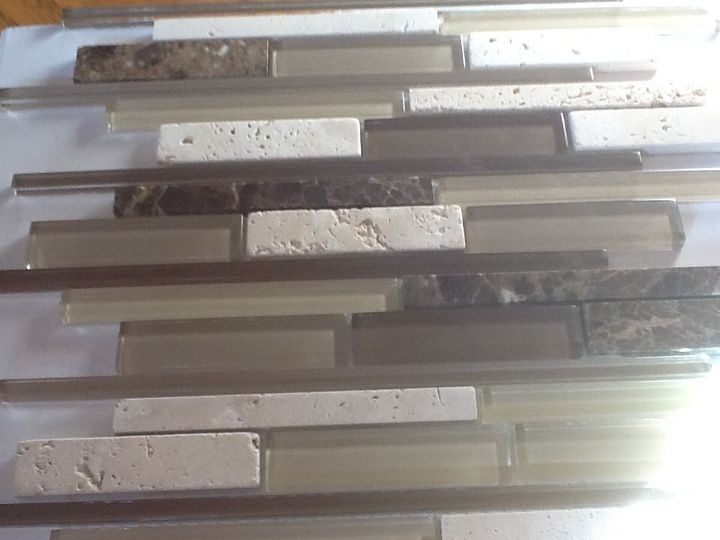 q what color should i paint cabinets using this back splash, kitchen design, paint colors, painting, Tile I bought now I need to paint or stain cabinets small kitchen faces East Should I go dark color or cream color on the cabinets Kitchen appliances are black