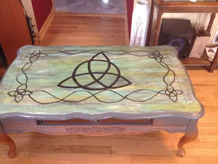 she was beaten but came back more beautiful than ever, painted furniture, she was feeling a bit celtic