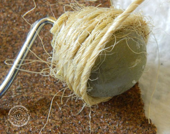 how to make beachy twine covered shower curtain rings, bathroom ideas, crafts, home decor, how to, small bathroom ideas