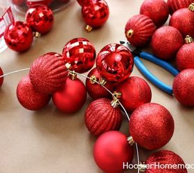 diy ornament garland, christmas decorations, seasonal holiday decor