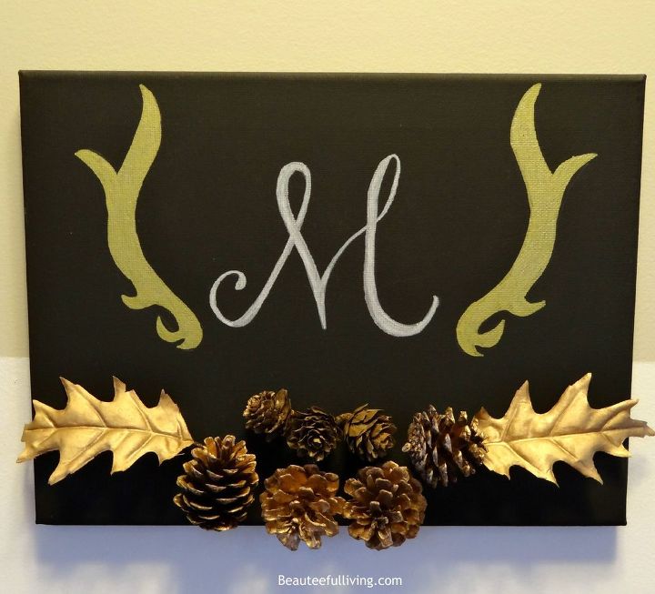 monogrammed fall canvas art, crafts, seasonal holiday decor