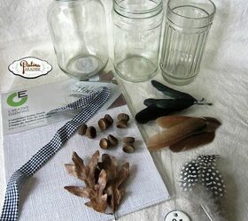 nature inspired decorated jars for fall, crafts, seasonal holiday decor