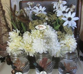 nature inspired decorated jars for fall, crafts, seasonal holiday decor