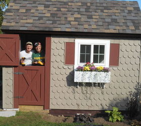 the cutest potting shed ever, diy, gardening, home improvement, outdoor living, woodworking projects, Hubby Bob and Son Mike
