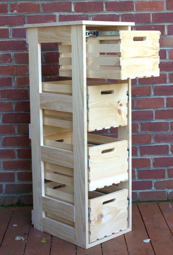 diy crate cabinet with sliding drawers, diy, storage ideas, woodworking projects