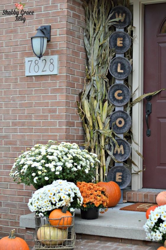 diy welcome sign fall front porch reveal, crafts, porches, seasonal holiday decor
