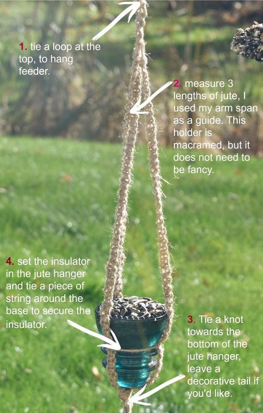 simple vintage glass insulator bird feeder for fall, crafts, gardening, how to, pets animals