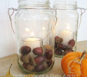 s 9 things you never knew you could do with a handful of acorns, repurposing upcycling, seasonal holiday decor, Pottery Barn Inspired Candles
