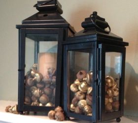s 9 things you never knew you could do with a handful of acorns, repurposing upcycling, seasonal holiday decor, Metallic Lantern Highlight