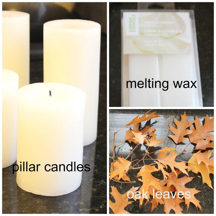 Diy Pottery Barn Knock Off Candle With Leaves Hometalk Diy Pottery Barn Knock Off Candle With Leaves Crafts Seasonal Holiday Decor