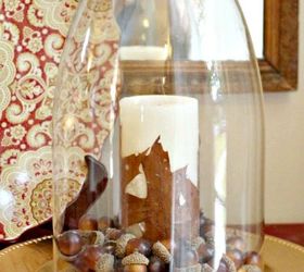 diy pottery barn knock off candle with leaves, crafts, seasonal holiday decor