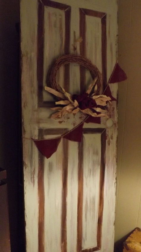 an old wooden closet door faux painted and decorated, home decor, painted furniture, repurposing upcycling