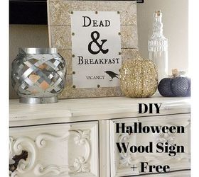 diy nailhead dead breakfast halloween wood sign free printable, crafts, halloween decorations, seasonal holiday decor