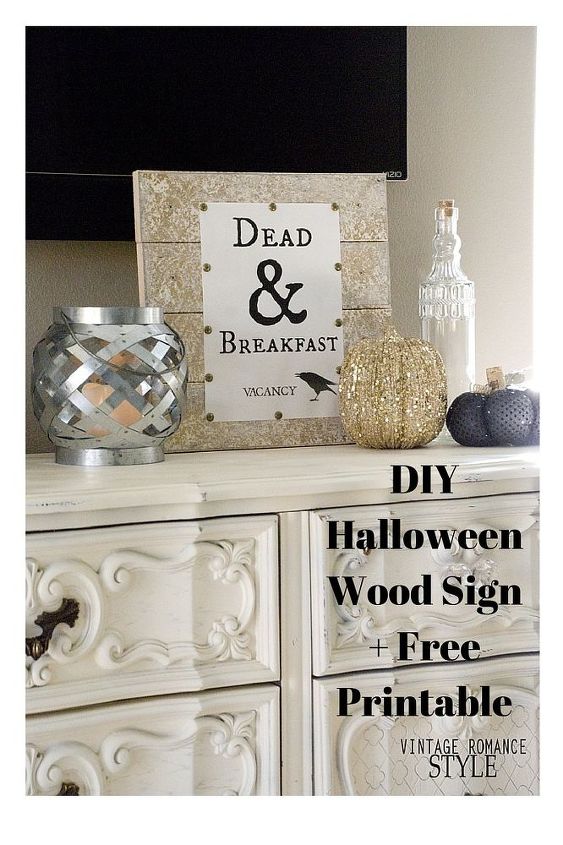 diy nailhead dead breakfast halloween wood sign free printable, crafts, halloween decorations, seasonal holiday decor
