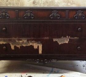 this dresser was headed to the trash, decoupage, painted furniture