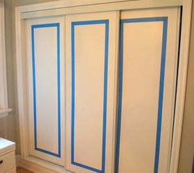 painted sliding closet doors faux trim effect, closet, painting