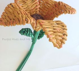 recycled newspaper woven flower, crafts, repurposing upcycling