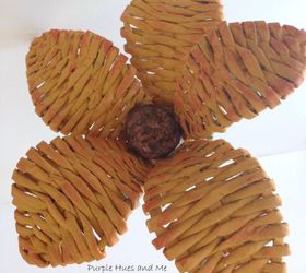 recycled newspaper woven flower, crafts, repurposing upcycling