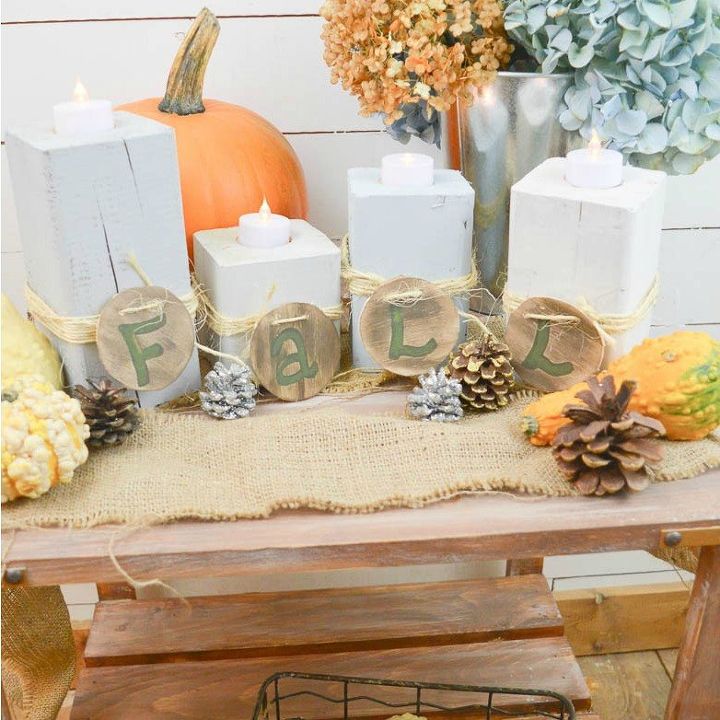 s these bloggers want to turn your home into a fall fantasy land, crafts, halloween decorations, home decor, seasonal holiday decor, thanksgiving decorations, Turn Old Fence Posts Into Celebratory Candles