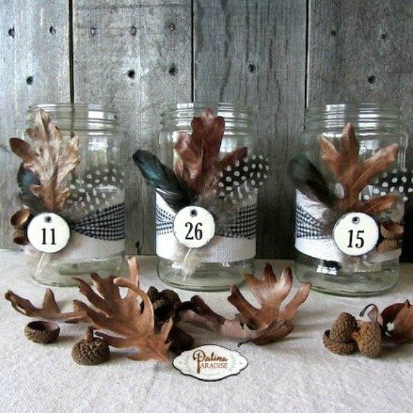 s these bloggers want to turn your home into a fall fantasy land, crafts, halloween decorations, home decor, seasonal holiday decor, thanksgiving decorations, Decorate Plain Glass Jars with Natural Elemen