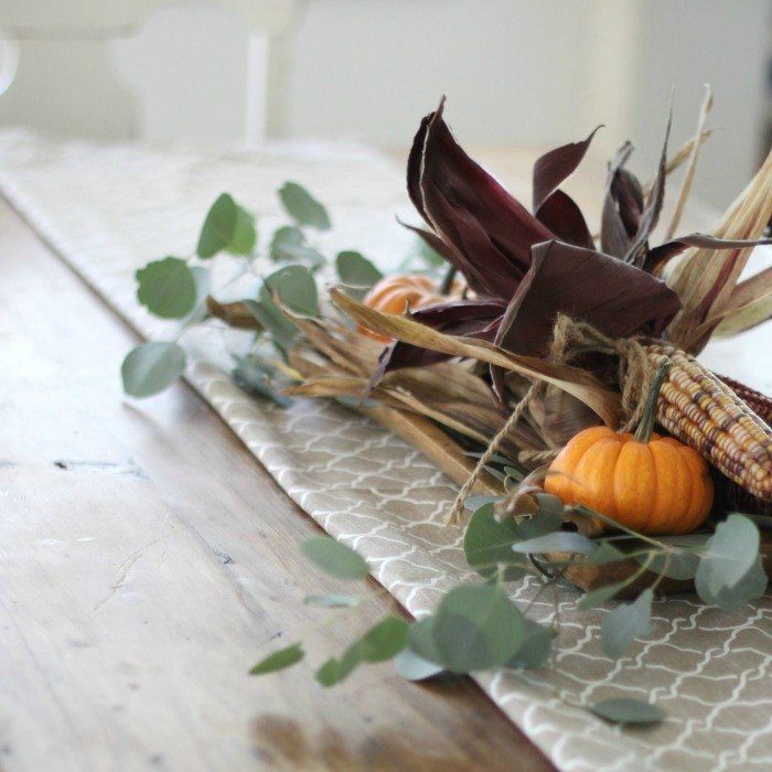 s these bloggers want to turn your home into a fall fantasy land, crafts, halloween decorations, home decor, seasonal holiday decor, thanksgiving decorations, Make an Elegant Table Topper with Bright Corn