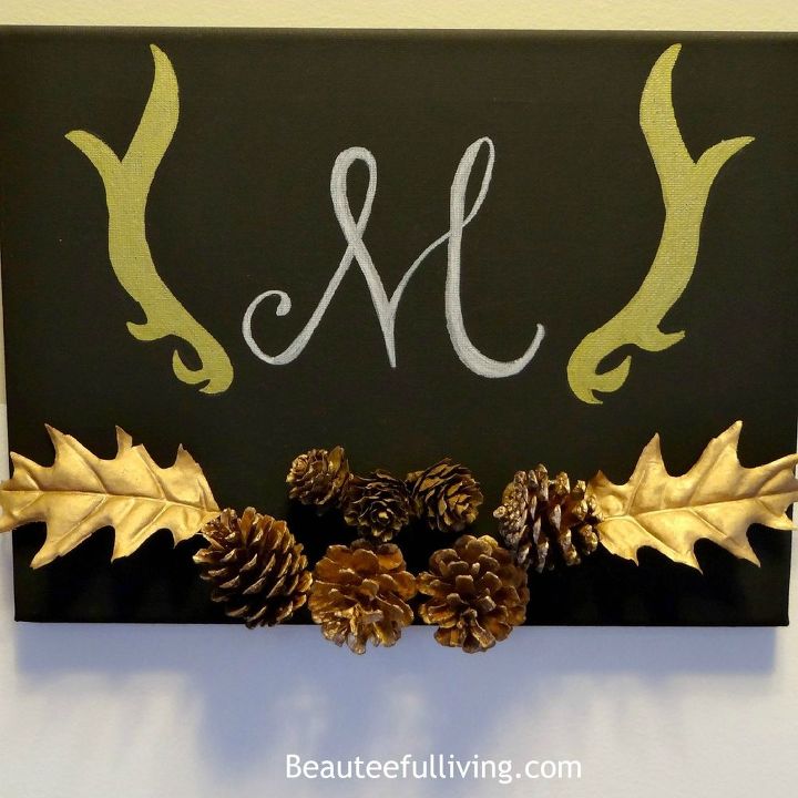 s these bloggers want to turn your home into a fall fantasy land, crafts, halloween decorations, home decor, seasonal holiday decor, thanksgiving decorations, Try Your Hand at Monogramed Canvas Art
