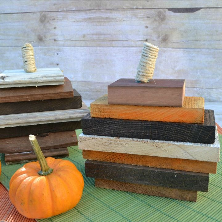 s these bloggers want to turn your home into a fall fantasy land, crafts, halloween decorations, home decor, seasonal holiday decor, thanksgiving decorations, Stack Up Wood Scraps Into Adorable Pumpkins