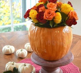 s this is what the perfect fall home looks like according to bloggers, home decor, seasonal holiday decor, Flowers in Faux Pumpkins
