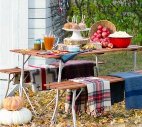 s this is what the perfect fall home looks like according to bloggers, home decor, seasonal holiday decor, Plenty of Throws for Cozy Outdoor Corners