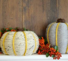 s this is what the perfect fall home looks like according to bloggers, home decor, seasonal holiday decor, Pumpkins Wrapped in Yarn