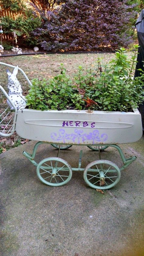 buggy re do, container gardening, gardening, repurposing upcycling