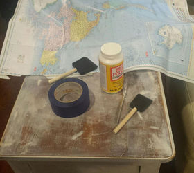 diy decoupage world map desk, decoupage, painted furniture