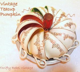 vintage repurposed teacup pumpkin, crafts, repurposing upcycling, seasonal holiday decor