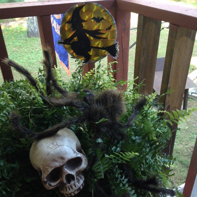 spooktacular garden decor halloween, Esqueleto ara a y bruja Ahora est completo