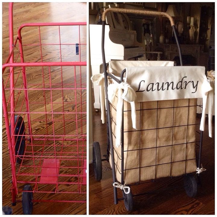 diy granny shopping cart laundry hamper, crafts, repurposing upcycling