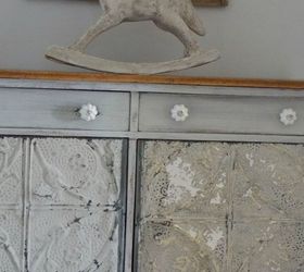 antique ceiling tiles re thought, painted furniture, repurposing upcycling