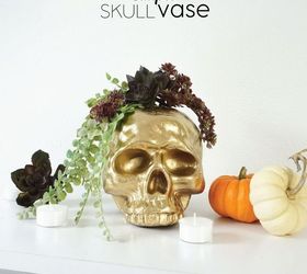 diy gilded skull vase, crafts, halloween decorations, seasonal holiday decor