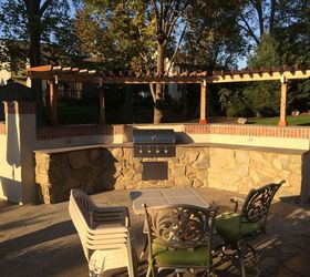 outdoor kitchen renovation, concrete masonry, kitchen design, landscape, outdoor living
