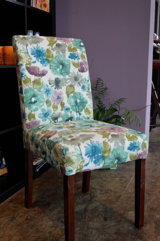 spa inspired upholstered parsons chair, painted furniture, repurposing upcycling, reupholster