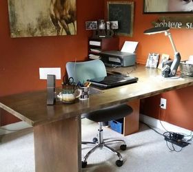 build a l shaped desk out of hollow core doors, diy, home office, painted furniture, repurposing upcycling, woodworking projects