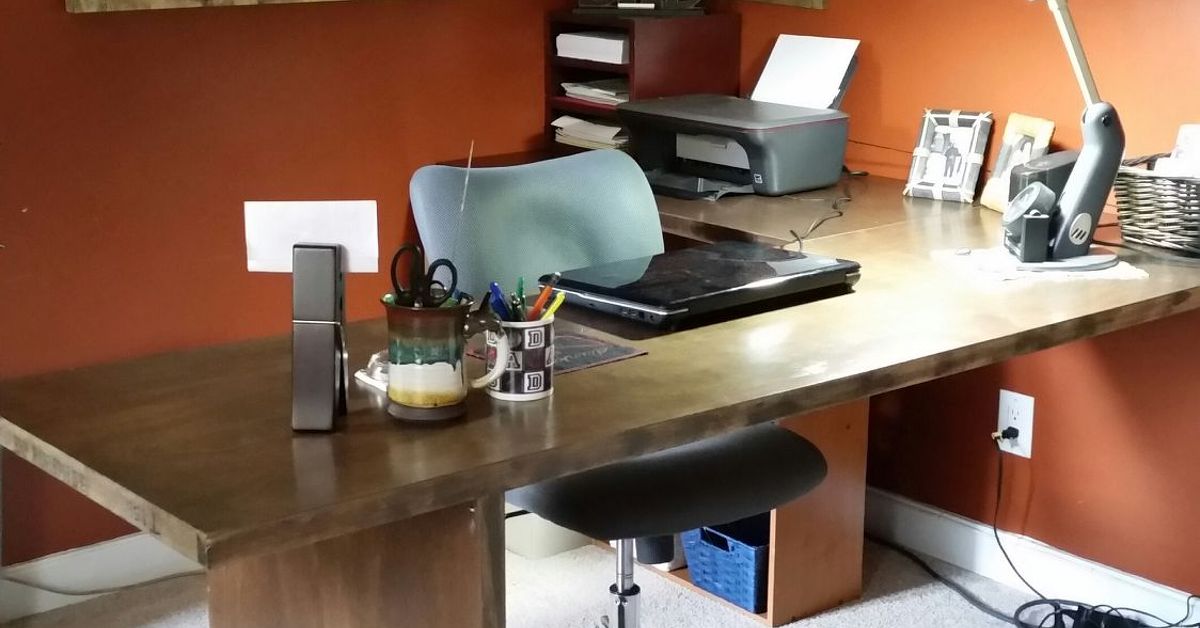 Hand Crafted Brass Hotel Reception Counter by Wanderlust ... Build a L-shaped Desk Out of Hollow Core Doors | Hometalk