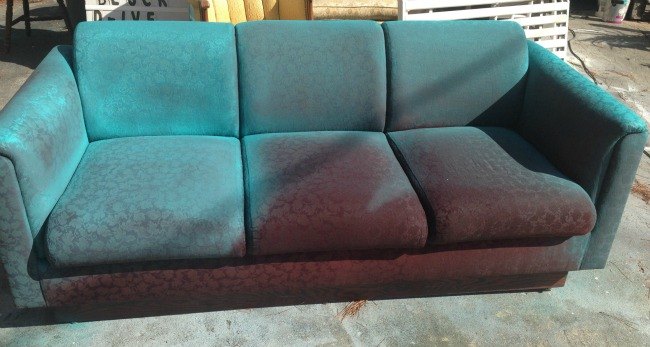 i spray painted a sofa, living room ideas, painted furniture, reupholster