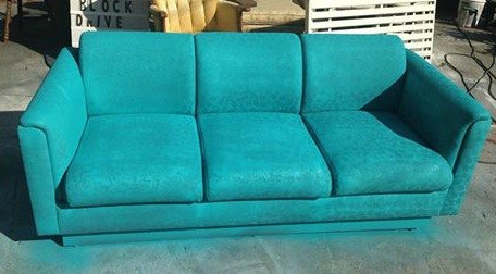 i spray painted a sofa, living room ideas, painted furniture, reupholster